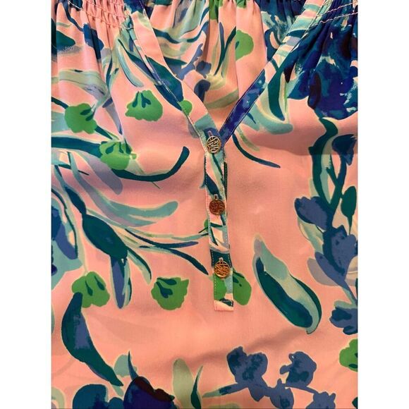 Lilly Pulitzer Elsa 100% silk popover top in sweet pea size small - Picture 10 of 10